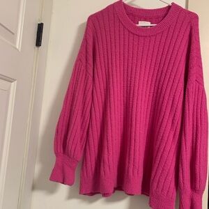 Aerie Bright Pink Crew Neck Sweater